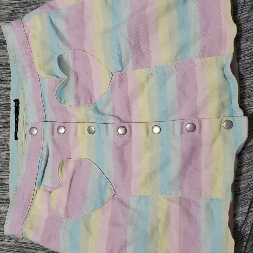 Black heart , pastel rainbow pencil skirt. Size Large